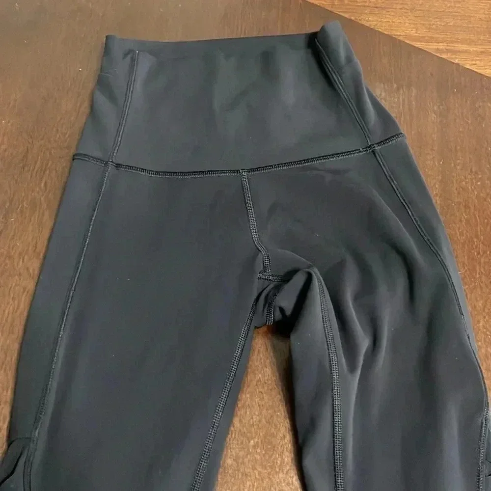 Lululemon Black Hi-rise Leggings Laser Cut Weave Mesh Luxtreme